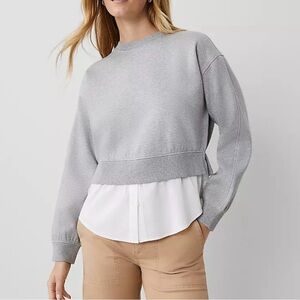 Ann Taylor Heather Gray Pullover Twofer